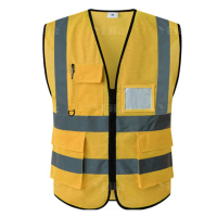 翌嘉YJ4112143 反光背心环卫园林反光马甲施工交通反光衣 桃心网口袋款金黄色