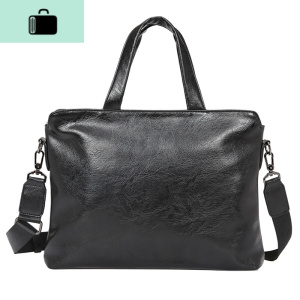 简约时尚男包韩版商务手提包 单肩包斜挎包男士包包公文包男NEW LAKE 黑色男士手提包 黑色