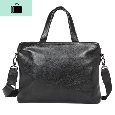 简约时尚男包韩版商务手提包 单肩包斜挎包男士包包公文包男NEW LAKE 黑色男士手提包