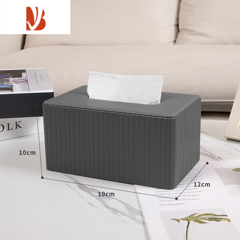 三维工匠抽纸盒纸巾盒家用客厅创意简约桌子茶几皮革收纳盒定制轻奢风 罗马条纹盒 /灰色