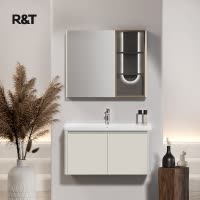 瑞尔特现代轻奢挂墙式卫浴家具Y1060 一体陶瓷盆50KG重质设计