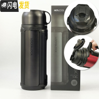 三维工匠保温杯1000男女户外运动水壶不锈钢保温保冷水杯1带碗 黑色-级款1.8