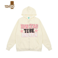YANXUGTGA美式复古发泡字母印花开衫卫衣潮牌ins高街宽松男女情侣外套