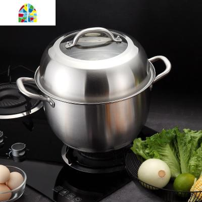 家用不锈钢2层蒸锅双层加厚复底大容量蒸笼多功能电磁炉锅具 FENGHOU