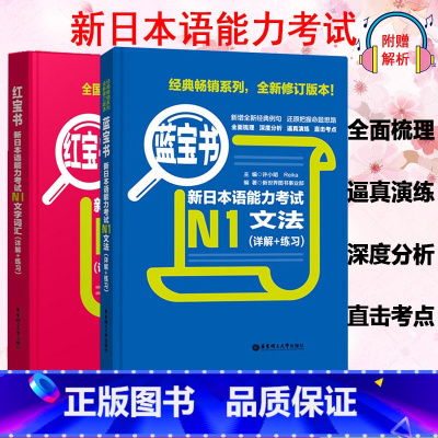 [正版]日语N1 红宝书文字词汇+蓝宝书文法 详解+练习 红蓝宝书单词语法书日语等级考试一级 日语书籍 入门自学新编