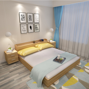 现代简约板式床1.5米榻榻米床1.2米1.8米双人床高箱储物床收纳床