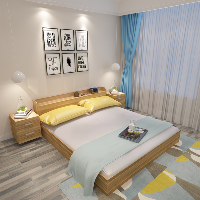 现代简约板式床1.5米榻榻米床1.2米1.8米双人床高箱储物床收纳床