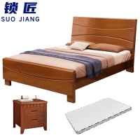 锁匠 实木床120cm+床垫+床头柜套