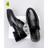 男士皮鞋夏季英伦风厚底正装鞋魔术贴黑色商务低帮结婚理发师男鞋