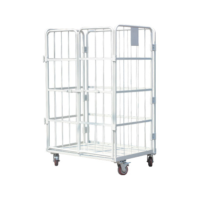 臻远ZY-L17仓储笼 折叠物流台车快递仓库周转车 1200*1000*1700加门