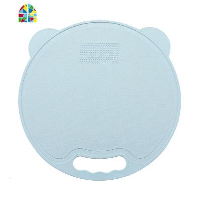 宝宝辅食粘板砧板家用切菜板小麦秸秆占板塑料案板宿舍水果刀 FENGHOU 浅蓝色小熊菜板