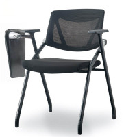 慧采云 培训折叠椅网布透气带扶手一体靠背椅会议记录椅