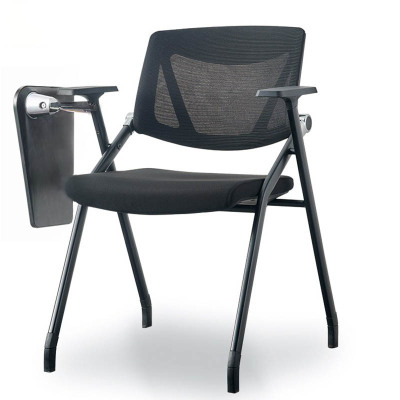慧采云 培训折叠椅网布透气带扶手一体靠背椅会议记录椅