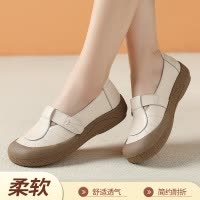 2025春季新款复古休闲百搭头层牛皮软底闰月单鞋厚底一脚蹬乐福鞋