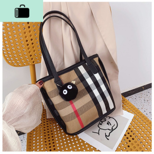 帆布包手提包女气质女神大容量手拎托特包单肩小包2020新款潮帆布NEW LAKE 棕色女士单肩包 棕色