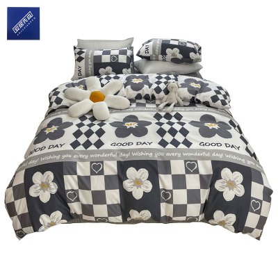 安居先森卡帝亚活性精梳棉印花双人床四件套活性印染C1627