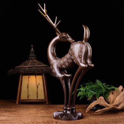 家柏饰(CORATED)梅花鹿摆件 铜鹿摆件铜 家居装饰摆设开业礼品一路发财
