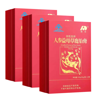 3盒装-吉林敖东人参益母草鹿胎膏12袋/盒成人增强免疫保健食品人参鹿胎膏