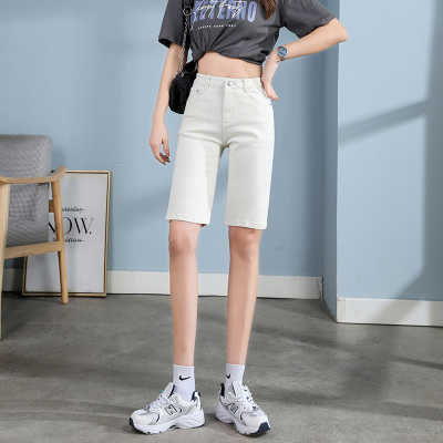 春夏新款女士牛仔裤开叉黑色牛仔五分裤女夏季显瘦夏季开叉烟管裤五分轻奢世家