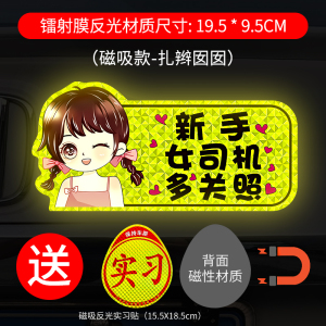 [补贴10%]实习车贴新手期上路磁吸反光贴汽车创意个性搞笑女司机磁贴纸标志