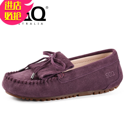 金三志孕妇流苏皮豆豆鞋女春秋2021年新款单鞋百搭软底防滑一脚蹬休闲鞋