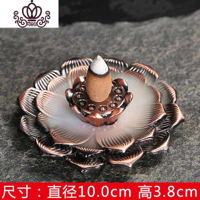 封后倒流仿古香炉纯铜居室檀香盘香炉点香盘香托莲花沉香线香炉一帘幽梦（古铜色））