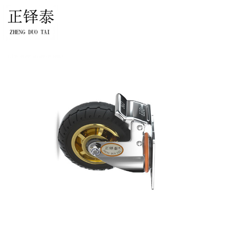 正铎泰 橡胶静音带刹车万向轮3寸75mm / 个