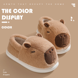 卡皮巴拉棉拖鞋女款2025新款冬季包跟室内家居保暖防滑厚底棉鞋男