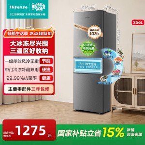 海信(Hisense)256升一级节能小冰箱小型无霜冰箱家用节能三开门家电国家补贴以旧换新BCD-256E3SRNKD