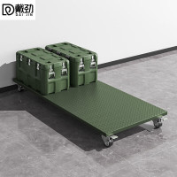 戴劲军绿色金属托盘仓储应急物资周转野营装备带轮子2000*600*170mm