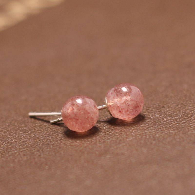 气质银饰简约百搭纯银耳钉女不过敏养耳洞耳饰时尚纯天然水晶豆豆送女朋友老婆情人节七夕生日礼物