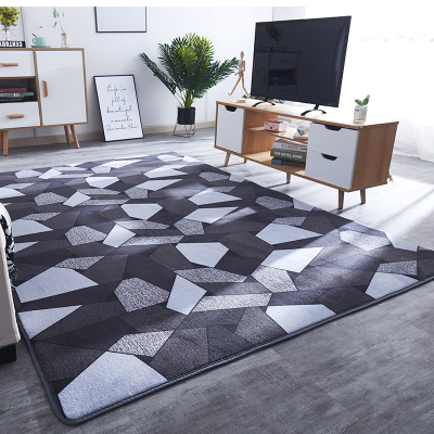 美帮汇北欧ins茶几地毯客厅沙发黑白条纹地垫网红卧室满铺床边毯可定制