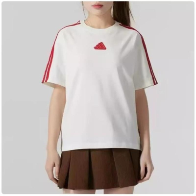 ADIDAS阿迪达斯短袖T恤运动休闲舒适透气针织圆领女装JW6664 Z