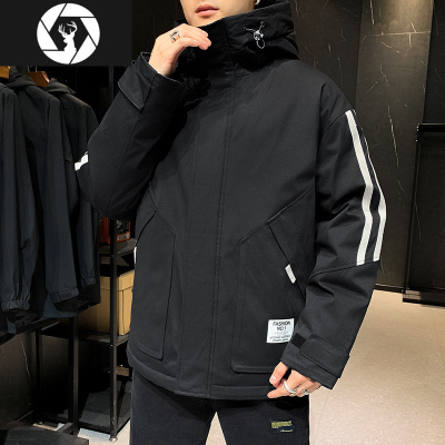 HongZun外套男士秋冬2020新款加绒加厚羽绒棉服潮流棉袄冬季工装棉衣潮牌棉衣