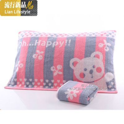 棉枕巾厂家卡通枕巾柔软加厚加大回礼枕巾一对单人回手礼 三维工匠