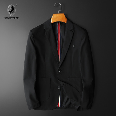 七匹狼国际公司授权WOLFTREK-纯色西装外套男2021新款商务休闲男装西服修身简约时尚便西