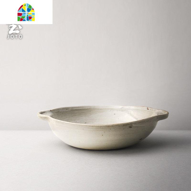 日式粗陶双耳碗防烫汤面钵仔碗大餐具手工陶瓷微波炉家用食器 fenghou