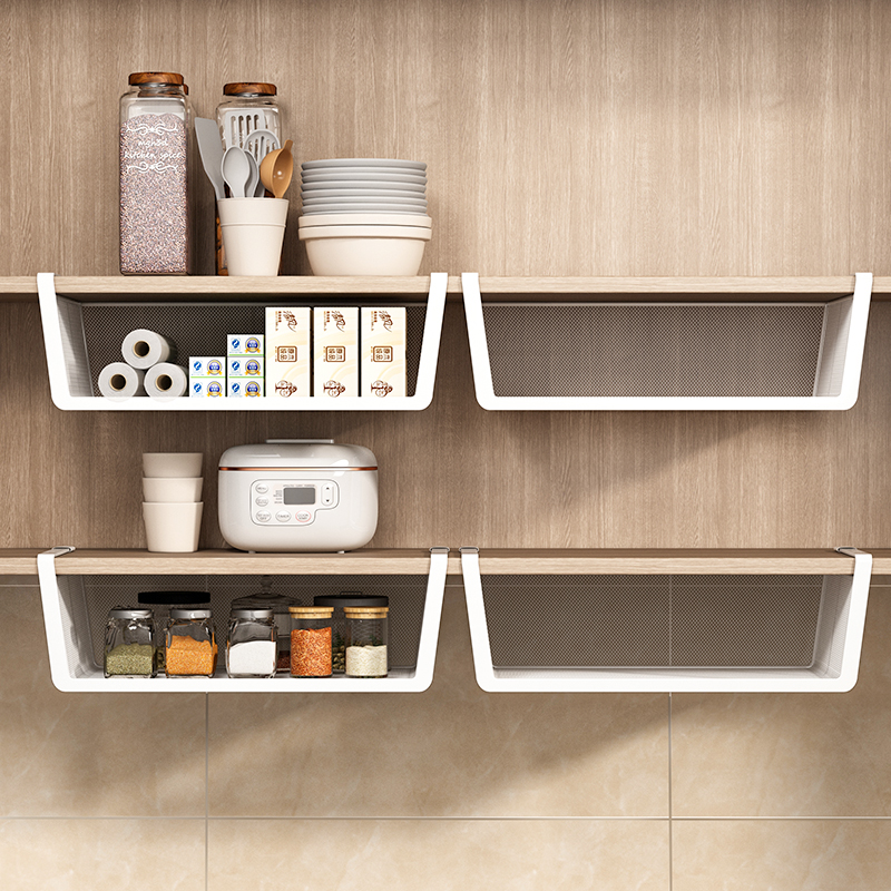 厨房置物架多功能橱柜下挂架悬挂式柜内分层挂篮保鲜膜调料品挂架