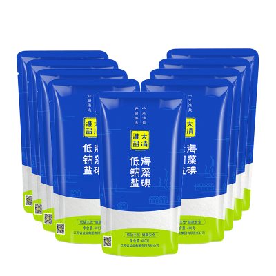 大清淮盐海藻碘低钠食用盐400gx9袋加碘盐补碘盐含碘有碘家用细盐