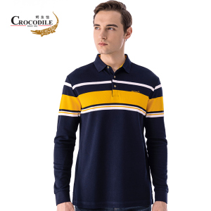 鳄鱼恤CROCODILE 秋季新品男装时尚舒适条纹长袖polo衫 顺丰发货 BA-53505