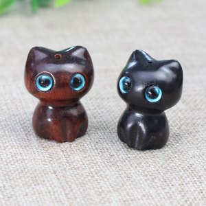 厂家直销可爱猫咪檀木男女国潮风DIY包挂件个性创意汽车钥匙挂饰送女朋友老婆情人节七夕生日礼物