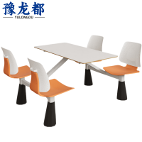 豫龙都食堂连体餐桌+四椅套