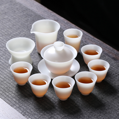 MULTIPOTENT整套茶具冰种玉瓷功夫茶具套装高档白瓷泡茶具送礼精美伴手礼