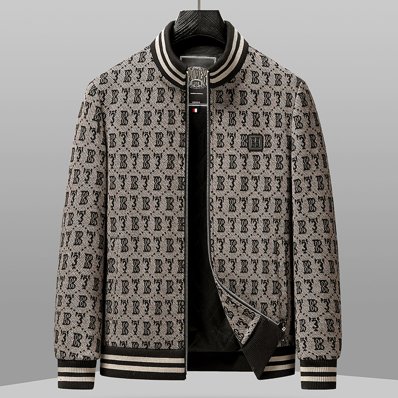 雪呢尔夹克秋冬秋款加棉加厚男士时尚潮流夹克中年茄克衫