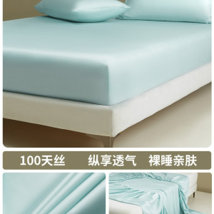 天丝床笠单件新款夏季全包床垫保护罩凉感冰丝床罩三件套