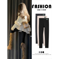 灰色竖条纹打底裤女新款秋冬季加绒加厚秋裤针织螺纹连裤袜子