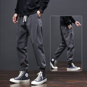 男士休闲裤潮牌秋季新款哈伦长裤2023春秋新款黑色束脚工装裤子男