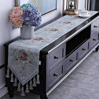 家柏饰(CORATED)欧式电视柜桌布鞋柜布盖巾茶几装饰布长条餐桌五斗柜桌旗布艺家用 舒曼尔—蓝色 32*180cm