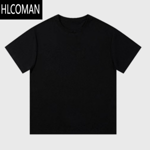 HLCOMAN美式百搭黑色t恤男款夏季cleanfit短袖内搭5分袖体恤上衣