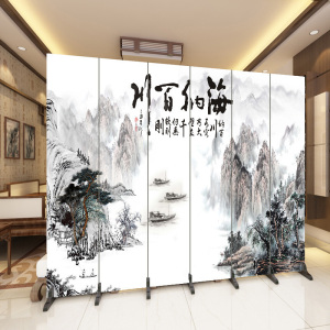 定制屏风隔断山水客厅卧室玄关办公室折叠遮挡装饰移动折屏背景墙
